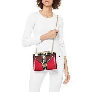 NWT Michael Kors Purse Red Whitney with studs gold hardware